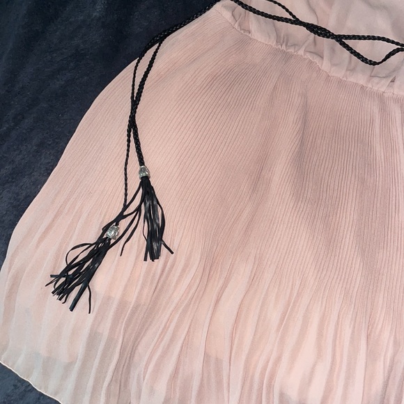 Large Blush pink chiffon dress with black accents - Picture 3 of 5